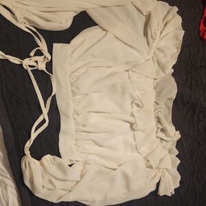 Elegant Cream Blouse with Ruffle Details